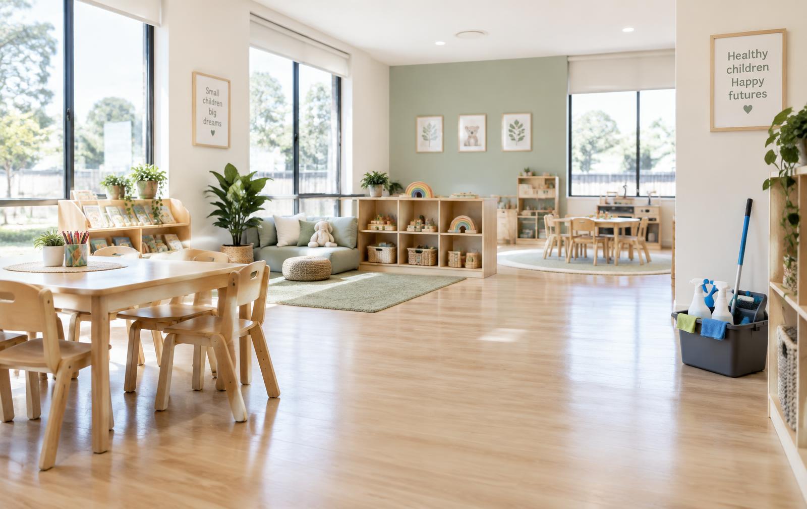 Bright, freshly cleaned childcare room